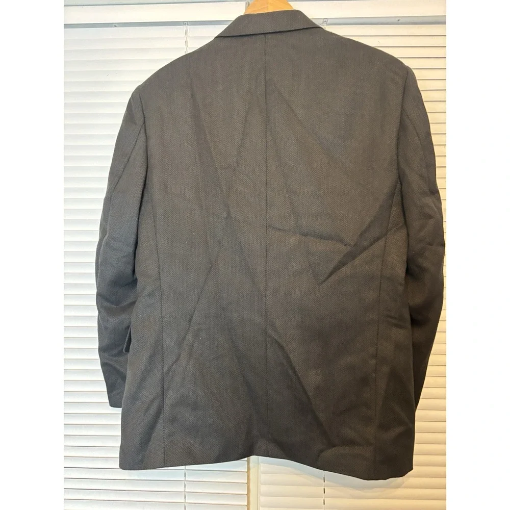 John Henry Jacket Blazer Men's  40R Sport Coat Black Micro Pattern Wool Blend